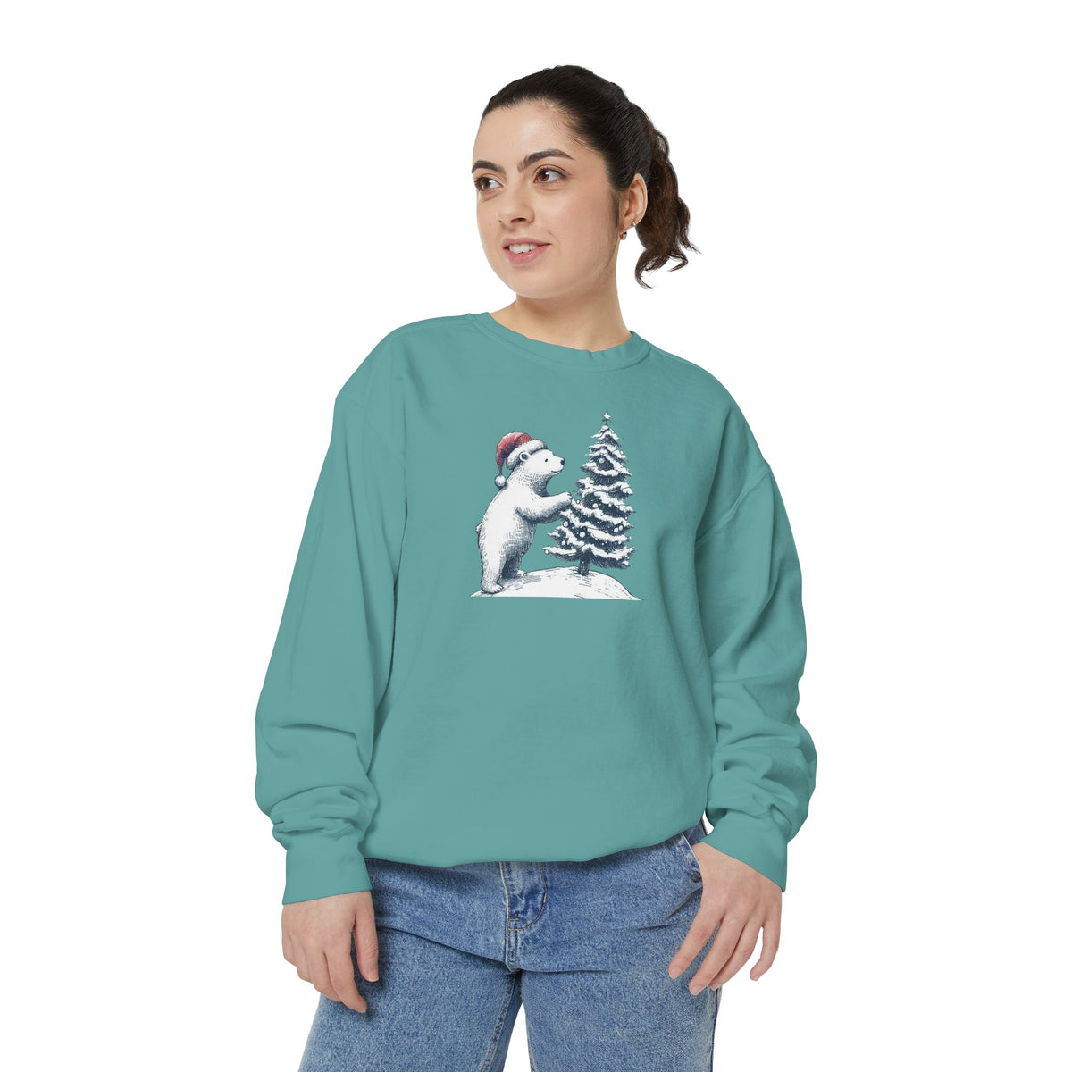 Comfort Colors Polar Bear Christmas Tree Sweatshirt