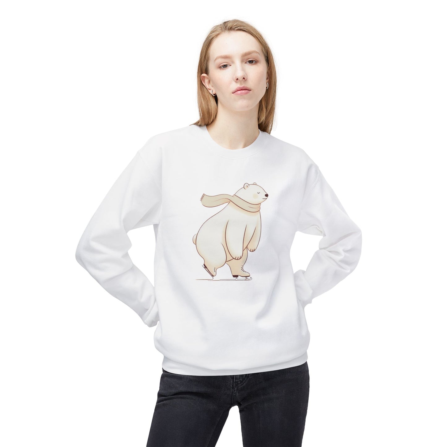 Soft Skating Polar Bear Winter Hoodie