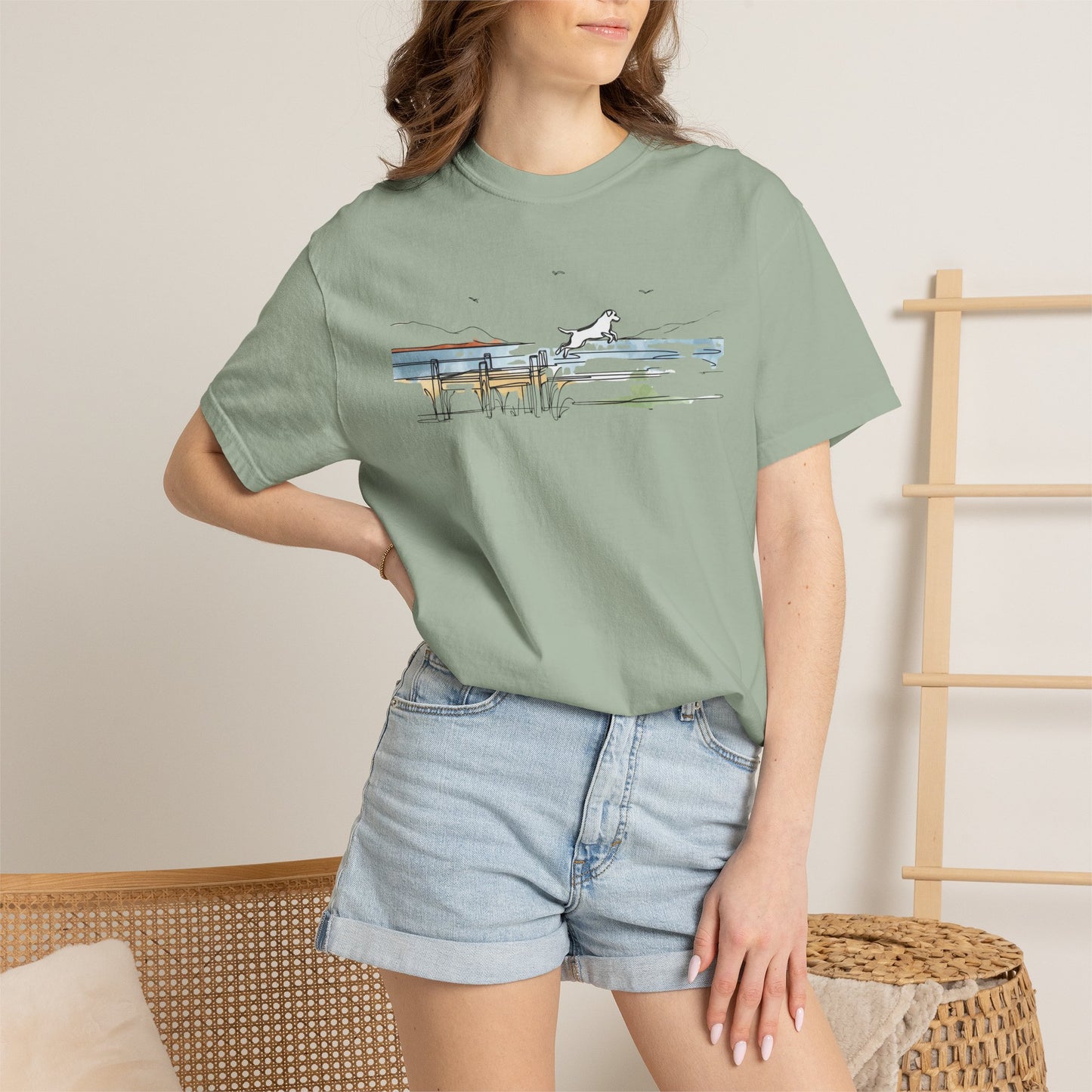 Watercolor Lake Dog Tee