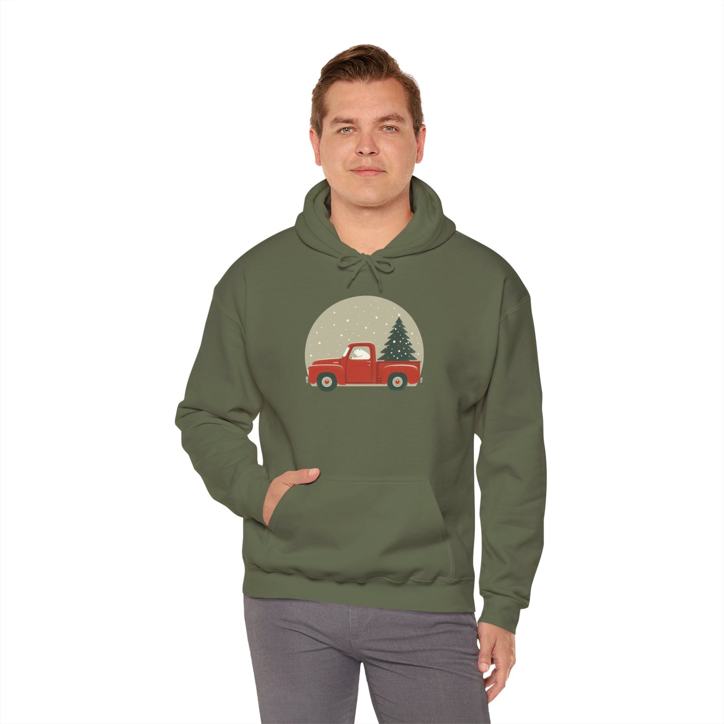 Snow Globe Delivery, Polar Bear Christmas Truck Design Heavyweight Hoodie