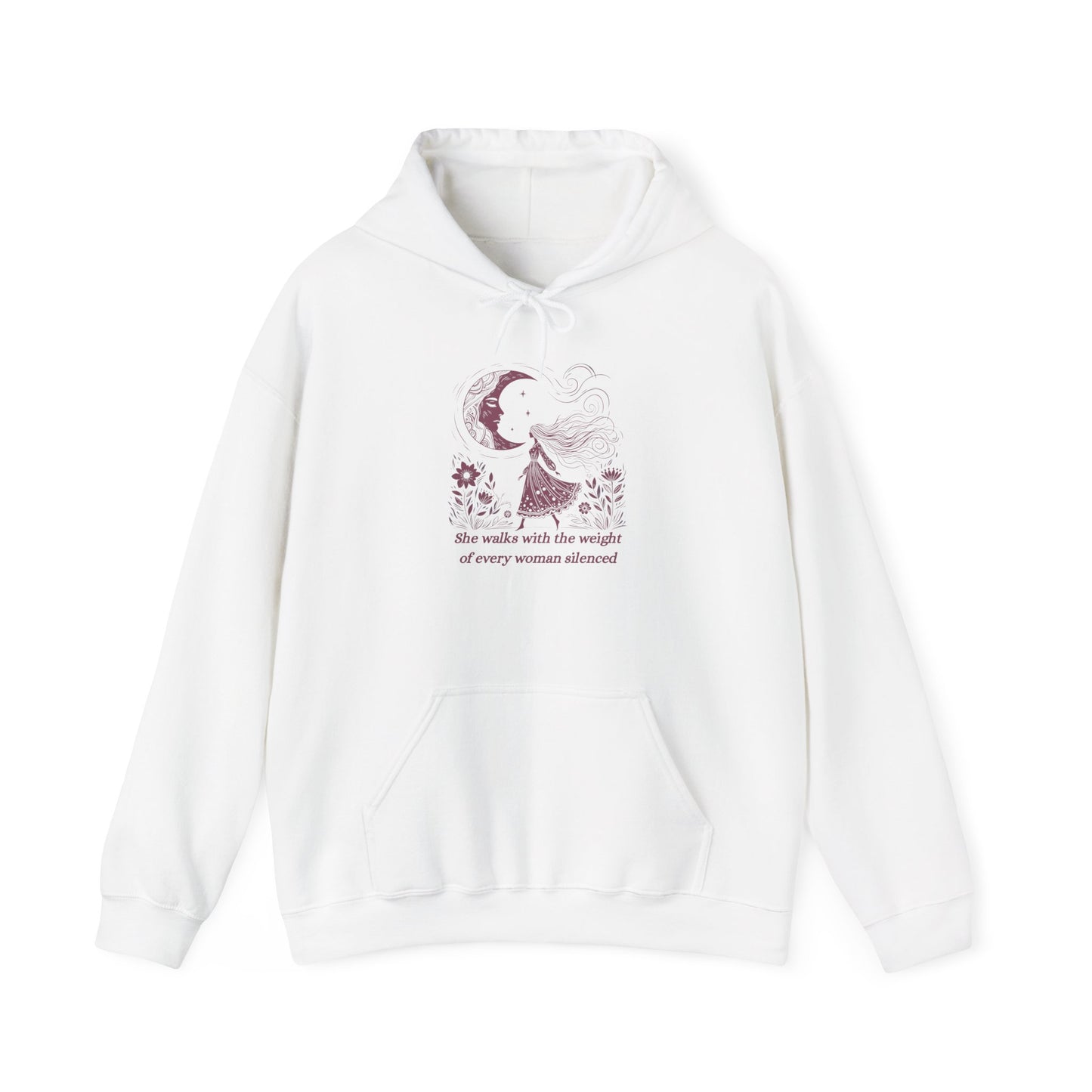 She Walks with the Weight of Every Woman Silenced Hoodie, Feminist Quote Sweatshirt, Women’s Empowerment Hoodie, Boho Witchy Pullover