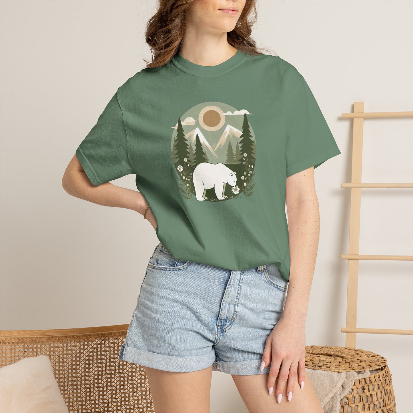 Polar Bear Evergreen Comfort Colors Tee