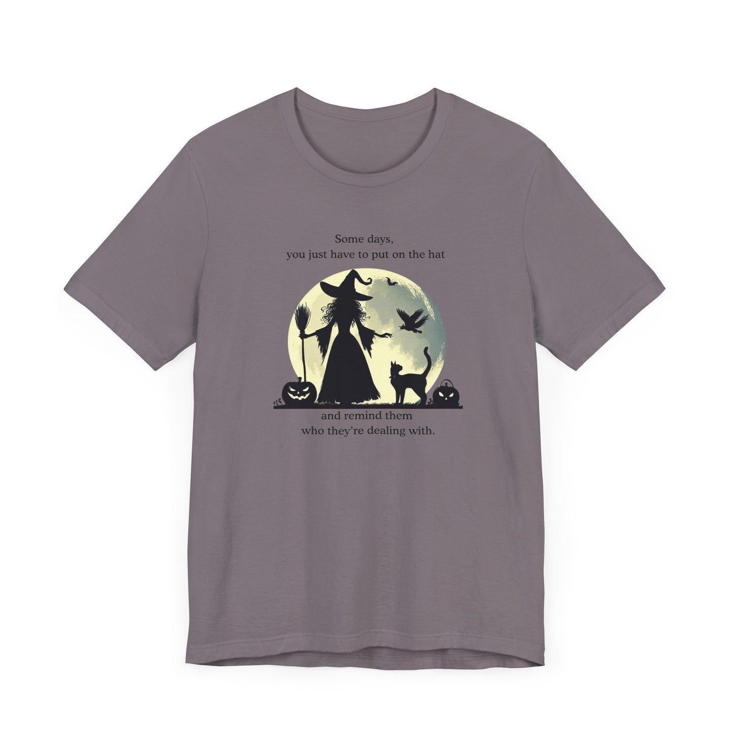Put On the Hat Tee – Sassy Halloween Witch Graphic Shirt - Stompy Paws
