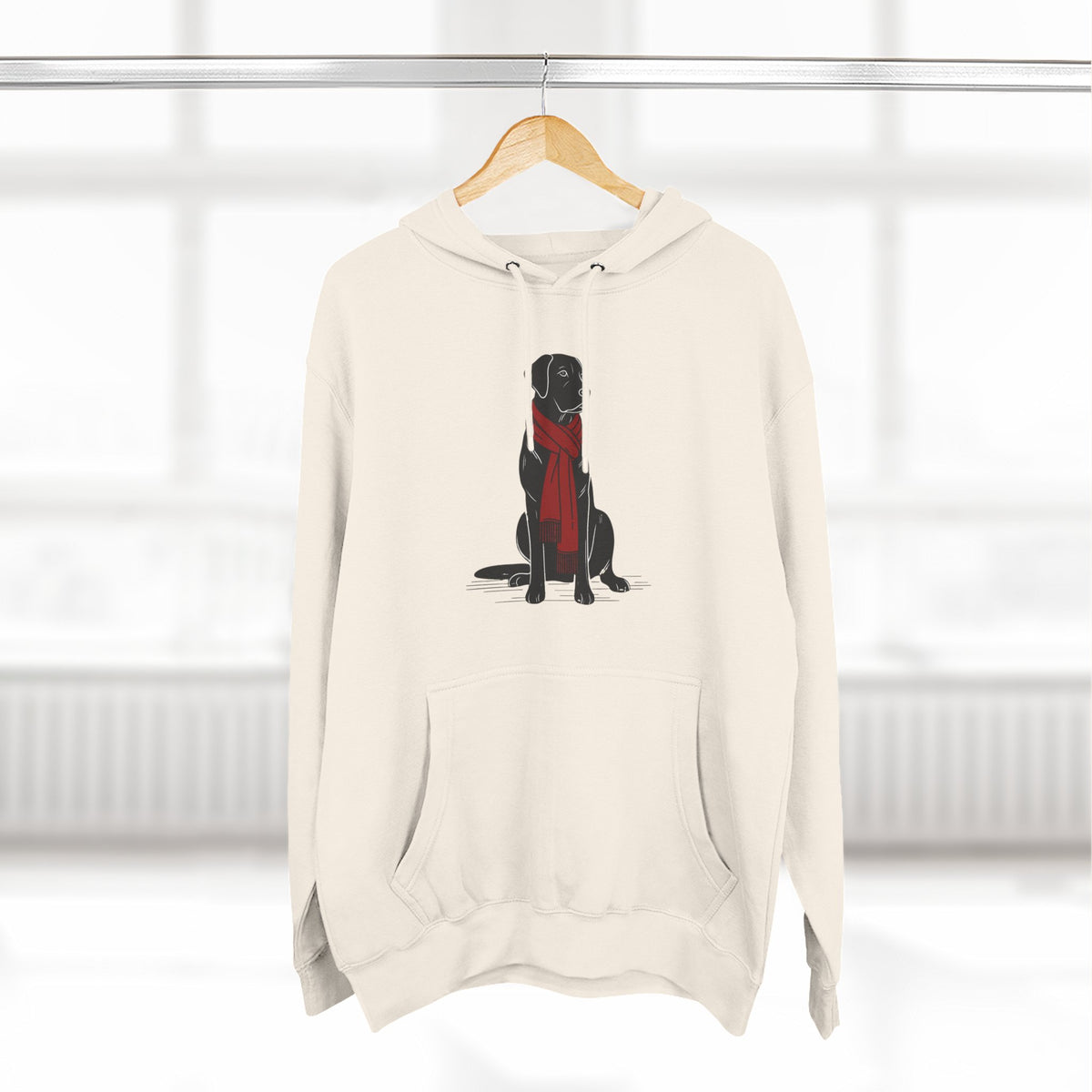 Black Lab Hoodie | Labrador Retriever Dog Sweatshirt with Red Scarf
