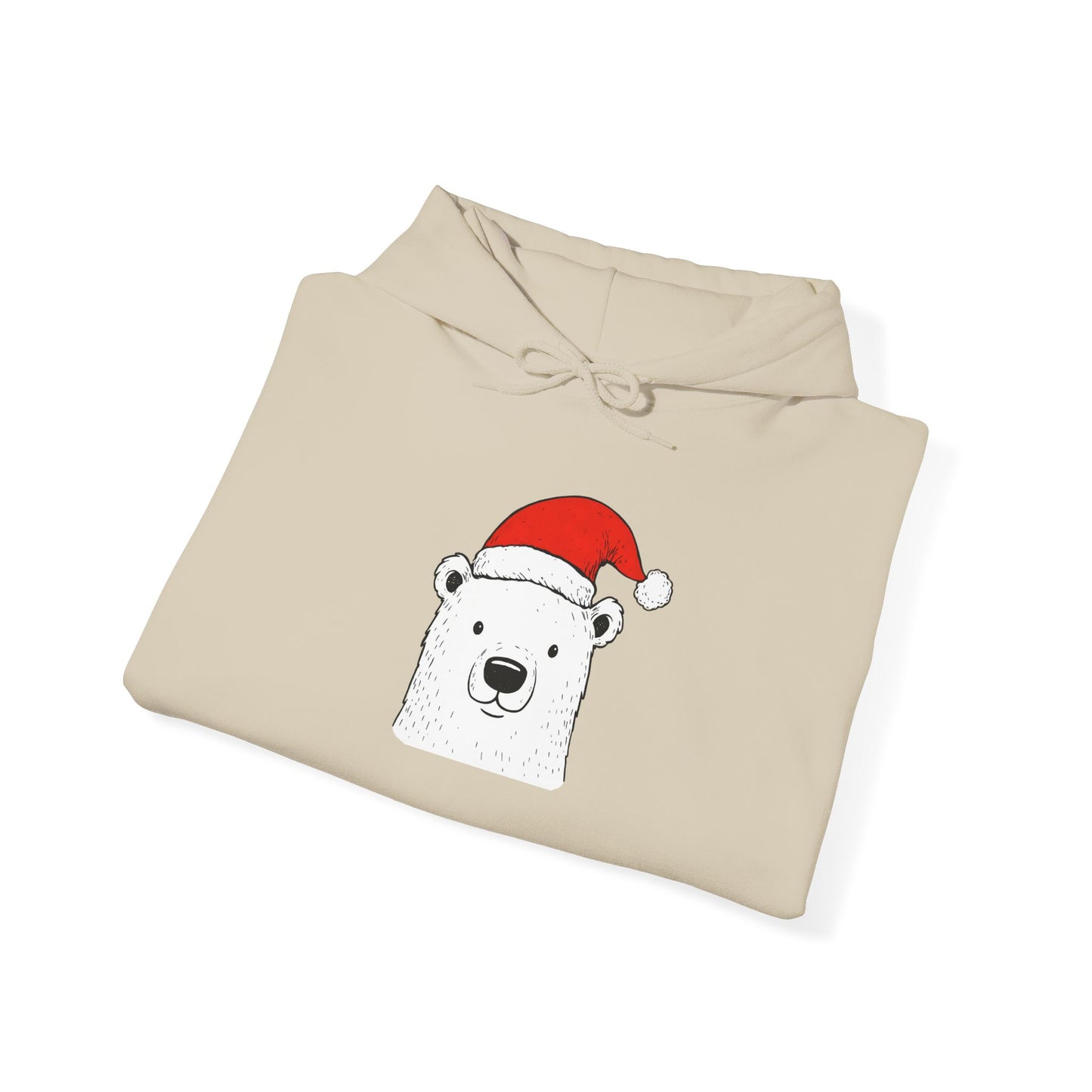 Santa Hat Polar Bear Portrait Premium Hoodie | Holiday Den Edition