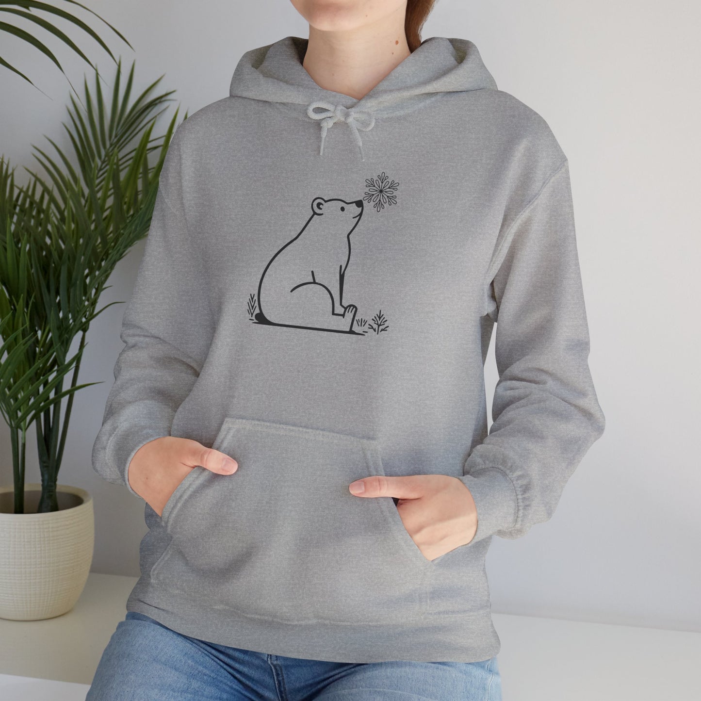 Polar Bear Snowflake Hoodie | Minimalist Winter Sweatshirt
