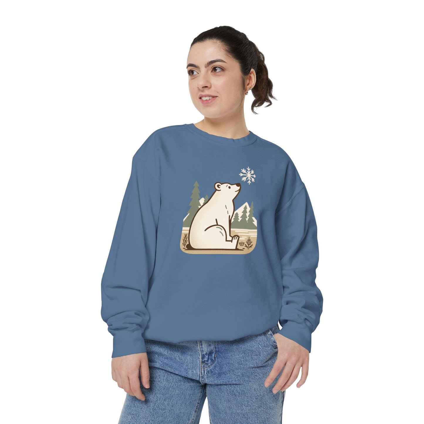 Polar Bear Snowflake Comfort Colors Sweatshirt