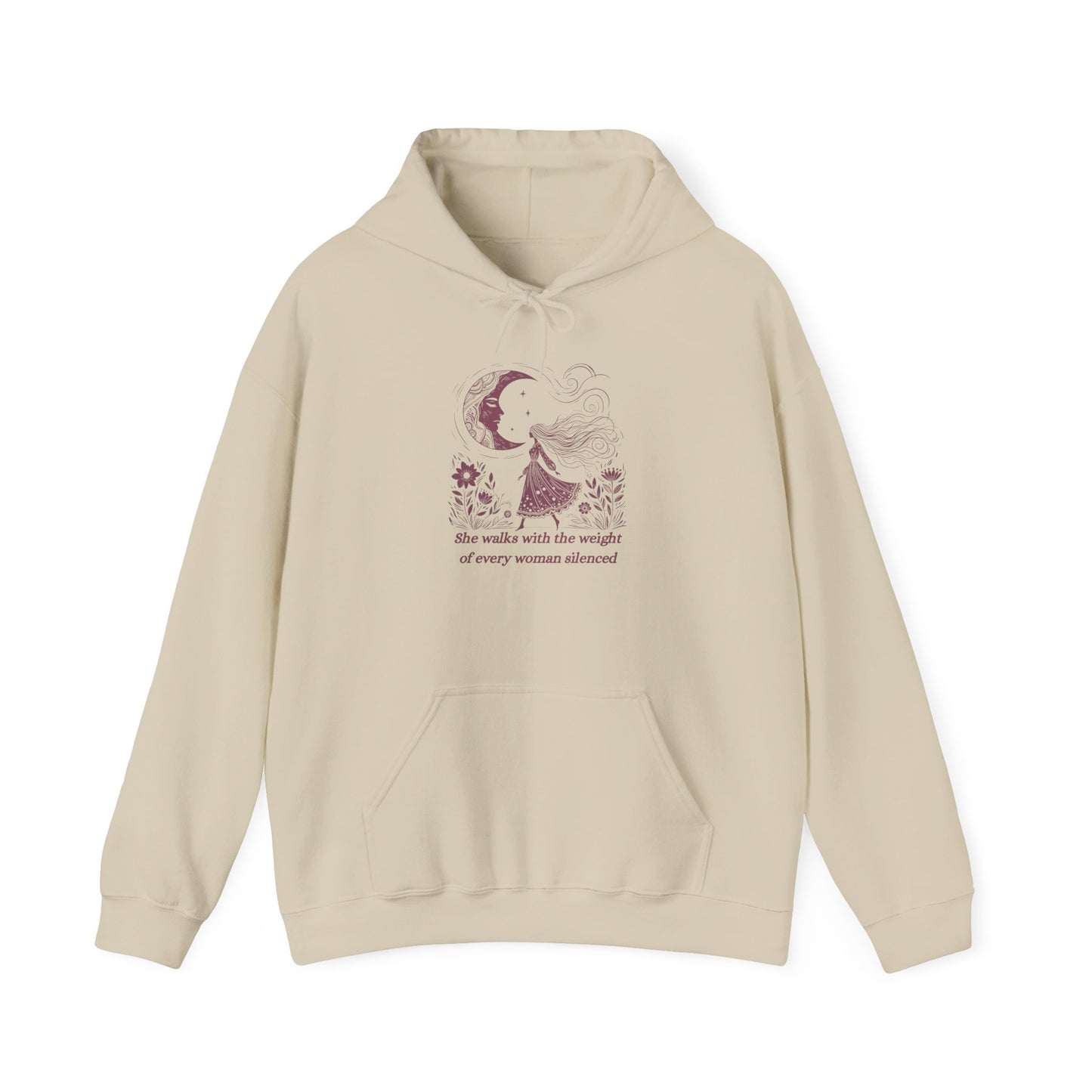 She Walks with the Weight of Every Woman Silenced Hoodie, Feminist Quote Sweatshirt, Women’s Empowerment Hoodie, Boho Witchy Pullover