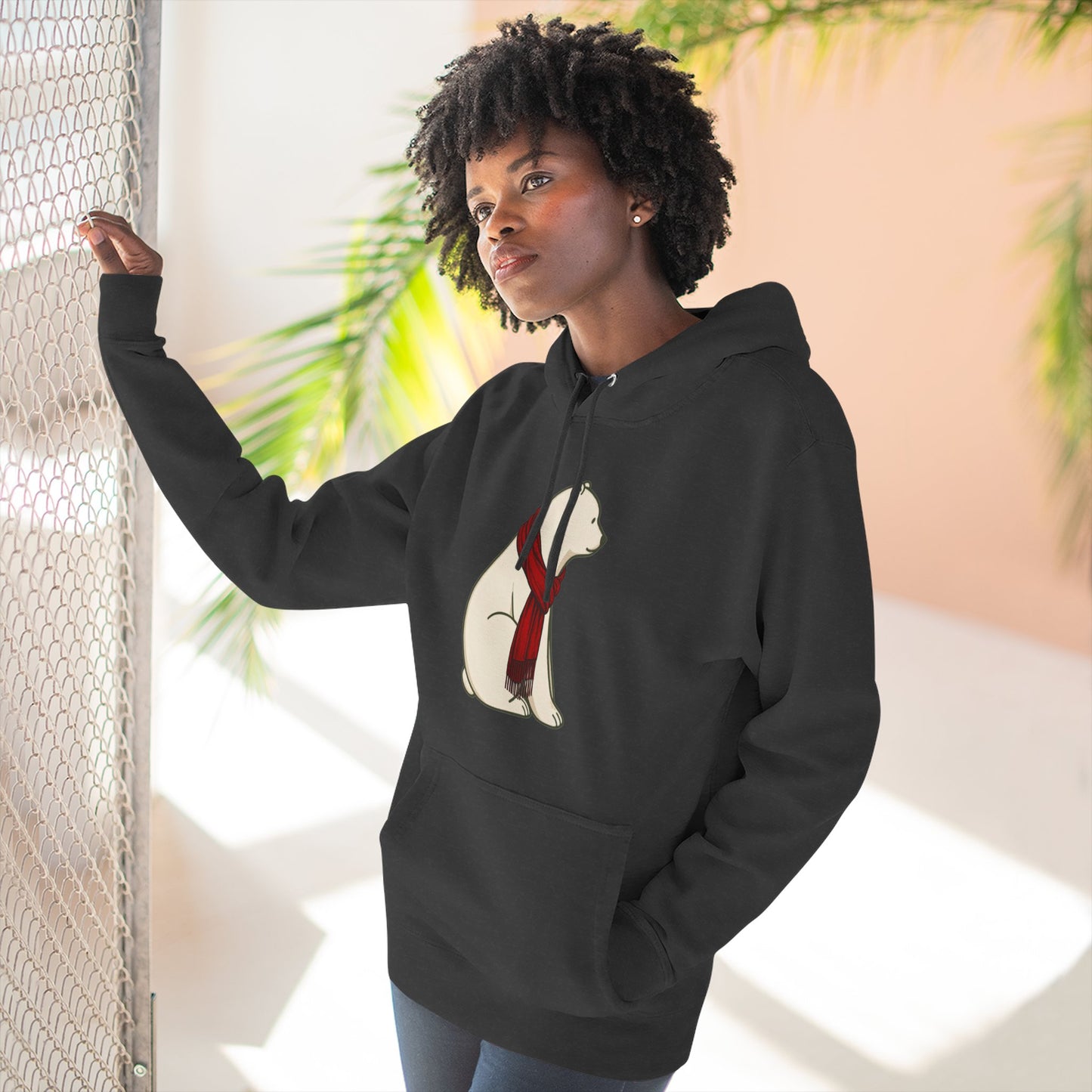 Polar Bear Scarf Hoodie | Cozy Winter Bear Sweatshirt