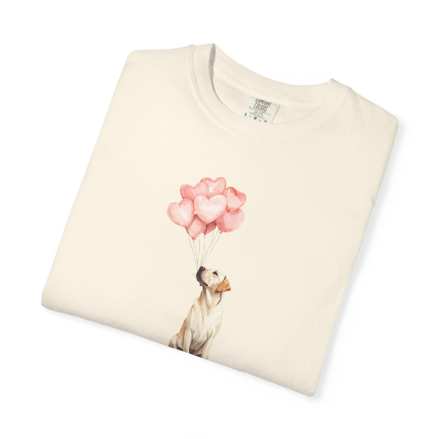 Yellow Labrador with Heart Balloons Tee