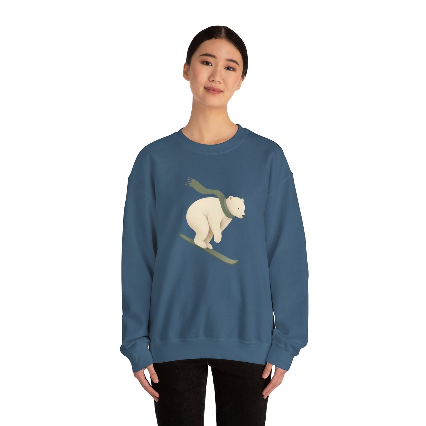 Snowboarding Polar Bear Winter Crewneck