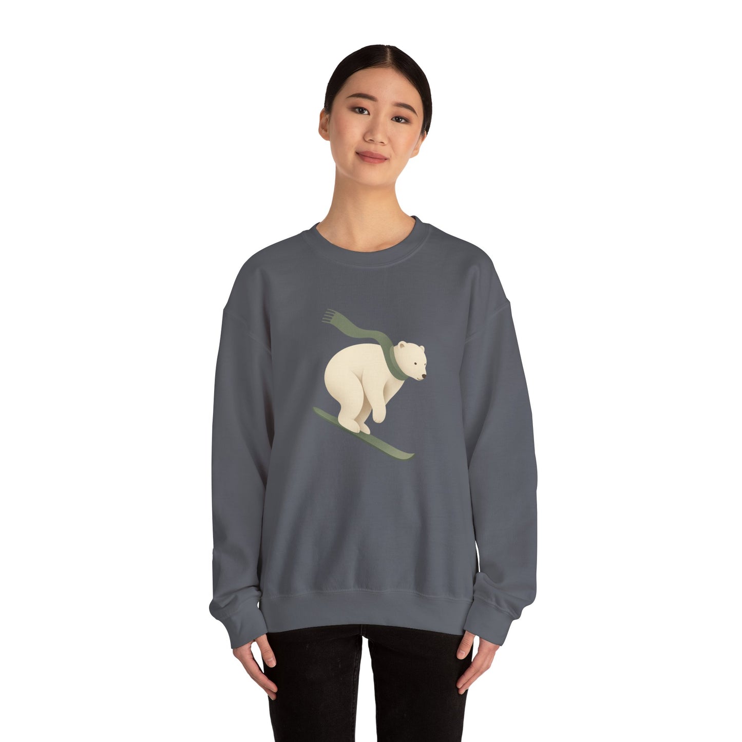 Snowboarding Polar Bear Winter Crewneck
