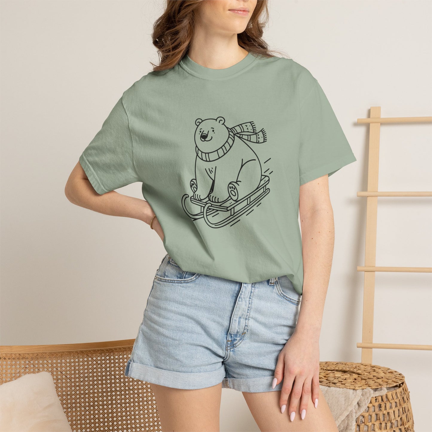 Polar Bear Sledding Comfort Colors Tee