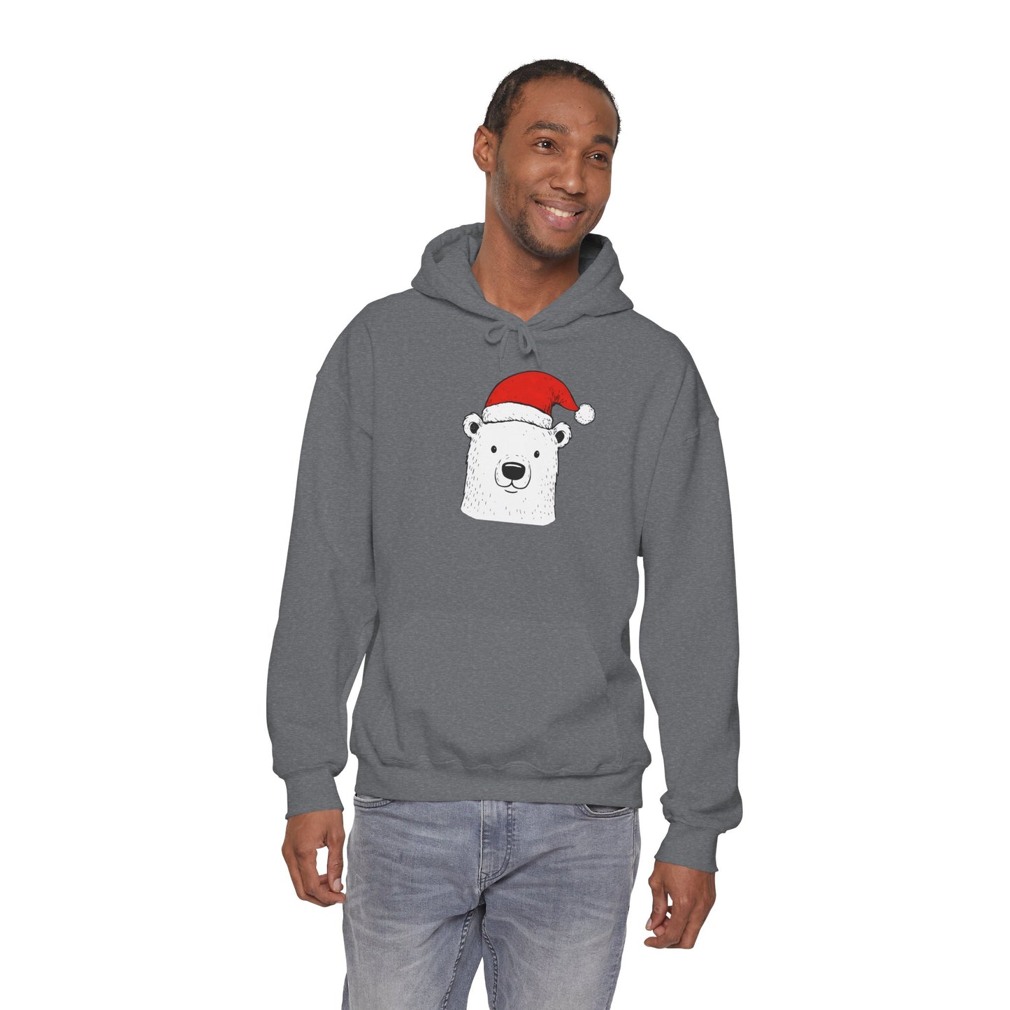 Cute Polar Bear Santa Hat Hoodie