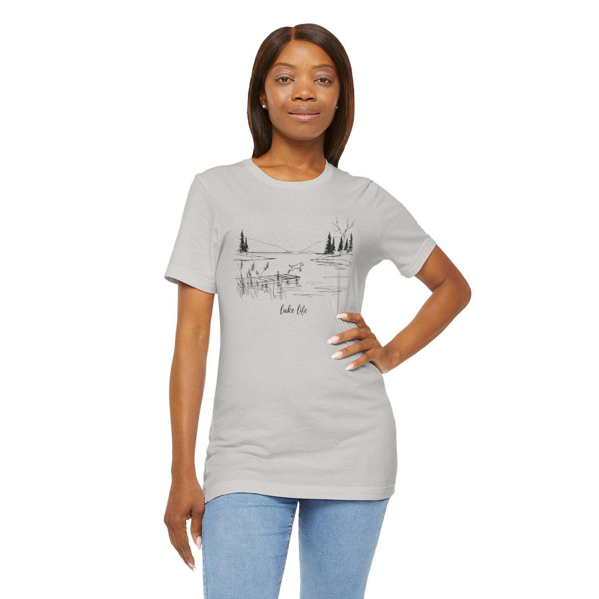 Lake Life Dog Jumping Unisex Tee - Stompy Paws