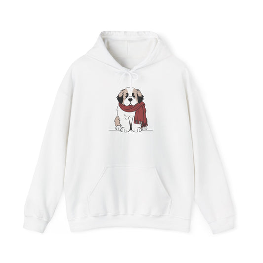 Saint Bernard Puppy Scarf  Premium Hoodie | Cozy Den Edition