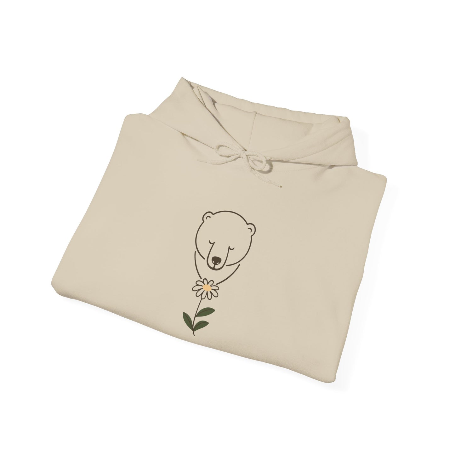 Minimalist Polar Bear & Daisy Hoodie