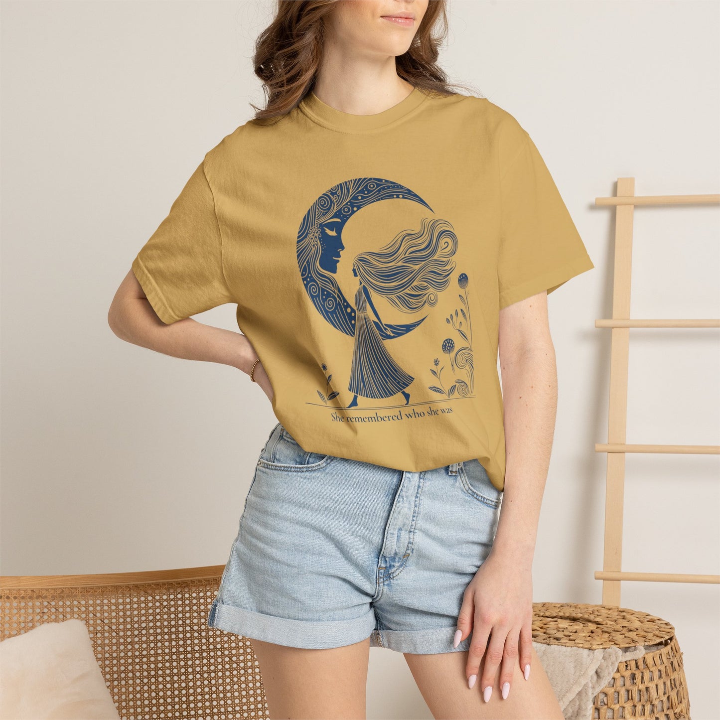 Moon Goddess "She Remembered Who She Was" Comfort Colors T-Shirt
