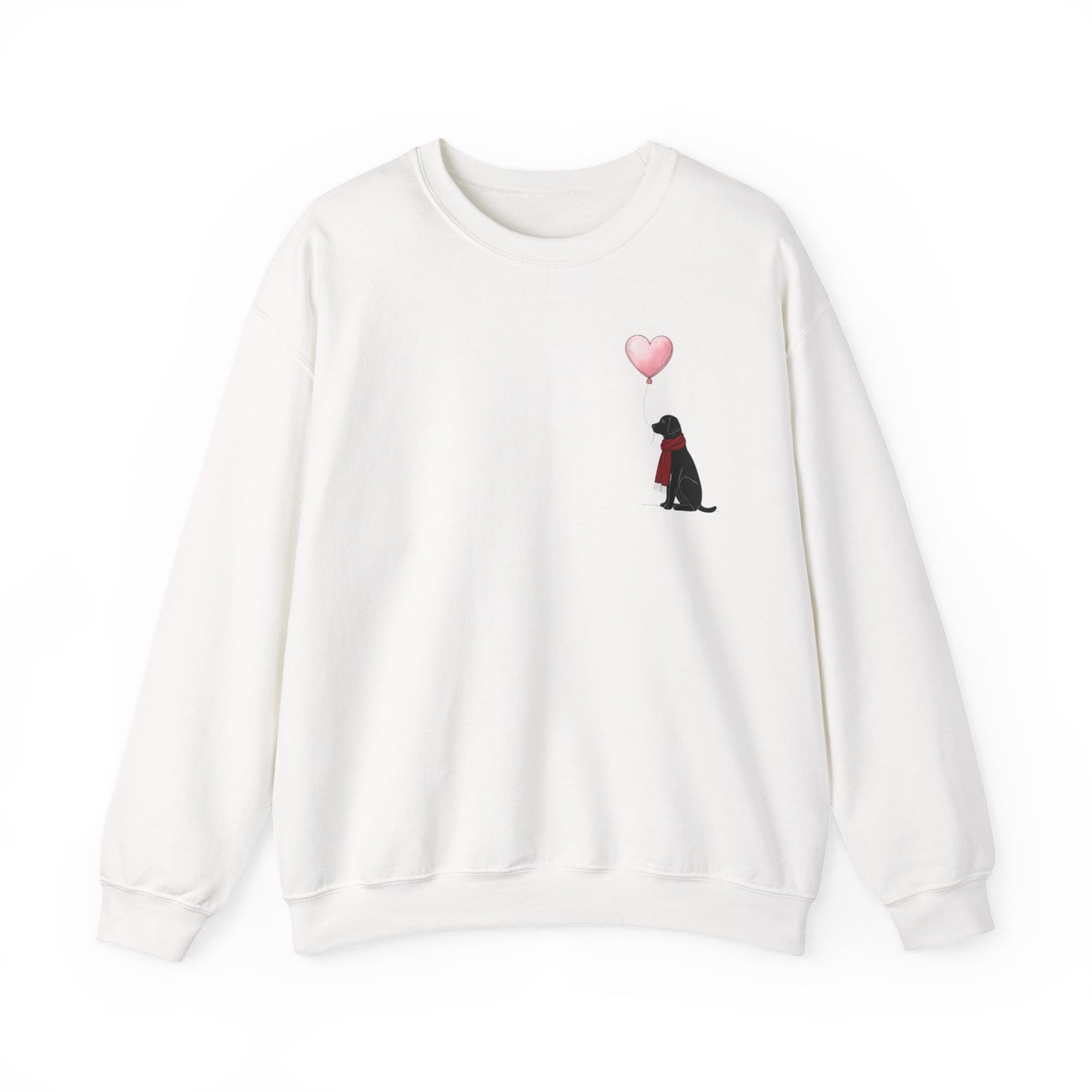 Black Labrador with Heart Balloon Sweatshirt