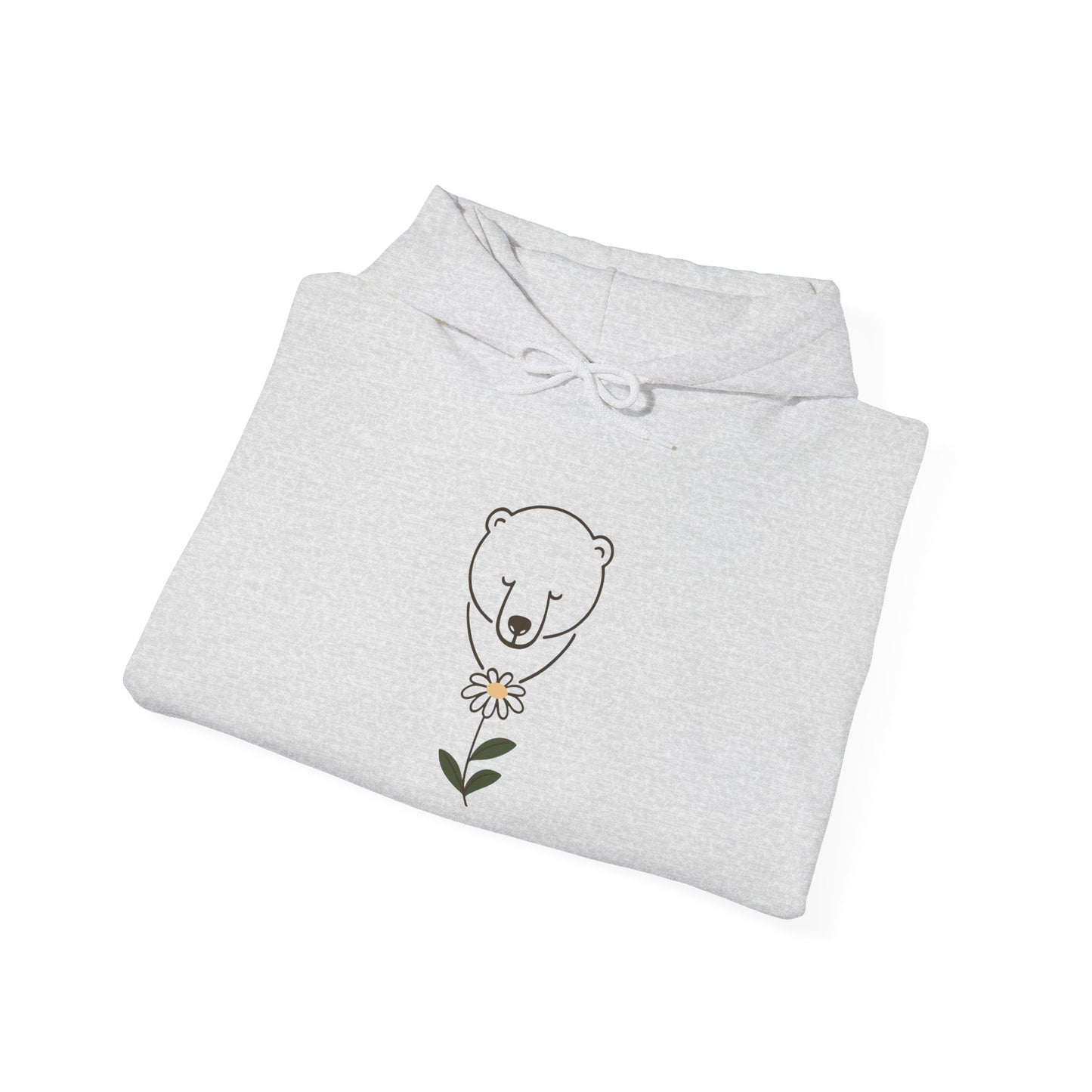 Minimalist Polar Bear & Daisy Hoodie