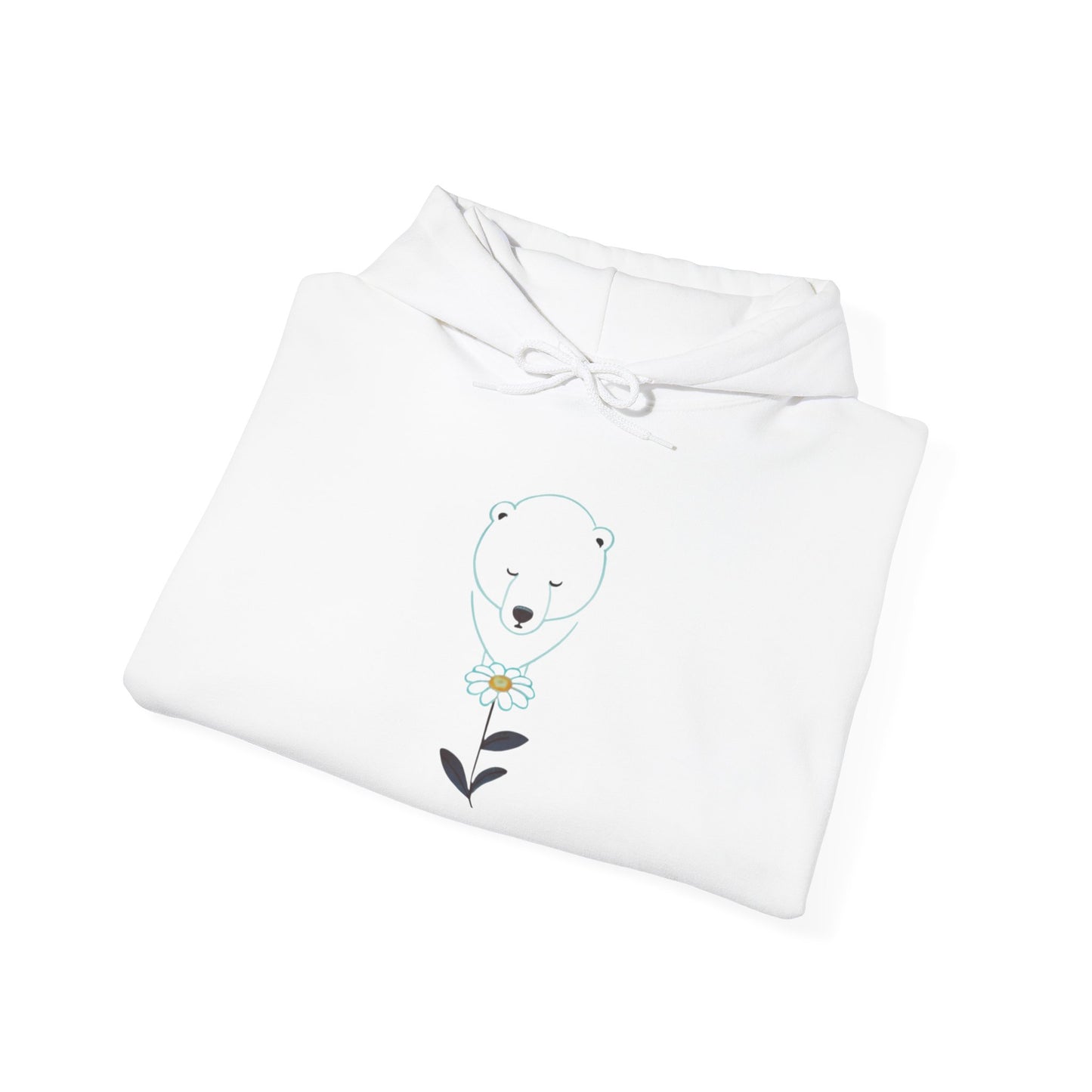 Minimalist Polar Bear & Daisy Hoodie