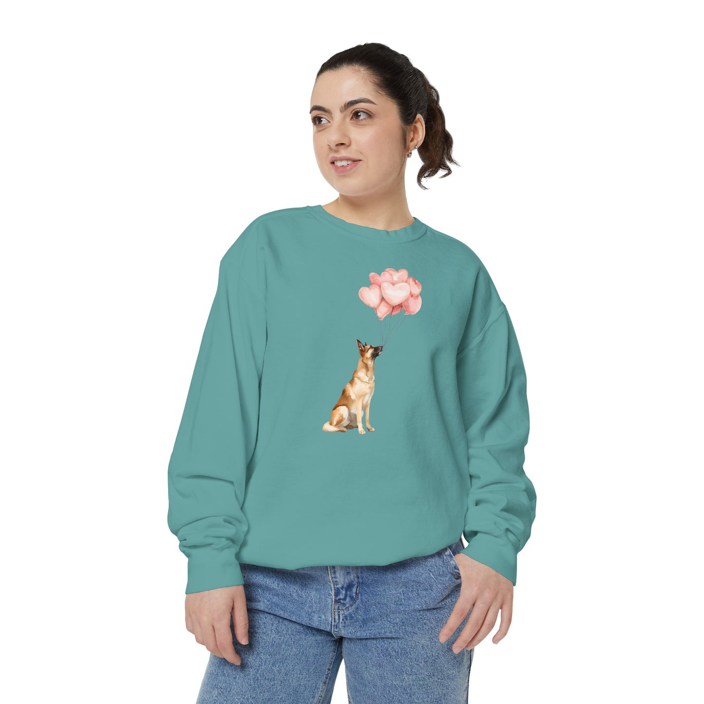 Belgian Malinois with Heart Balloons Comfort Colors Sweatshirt