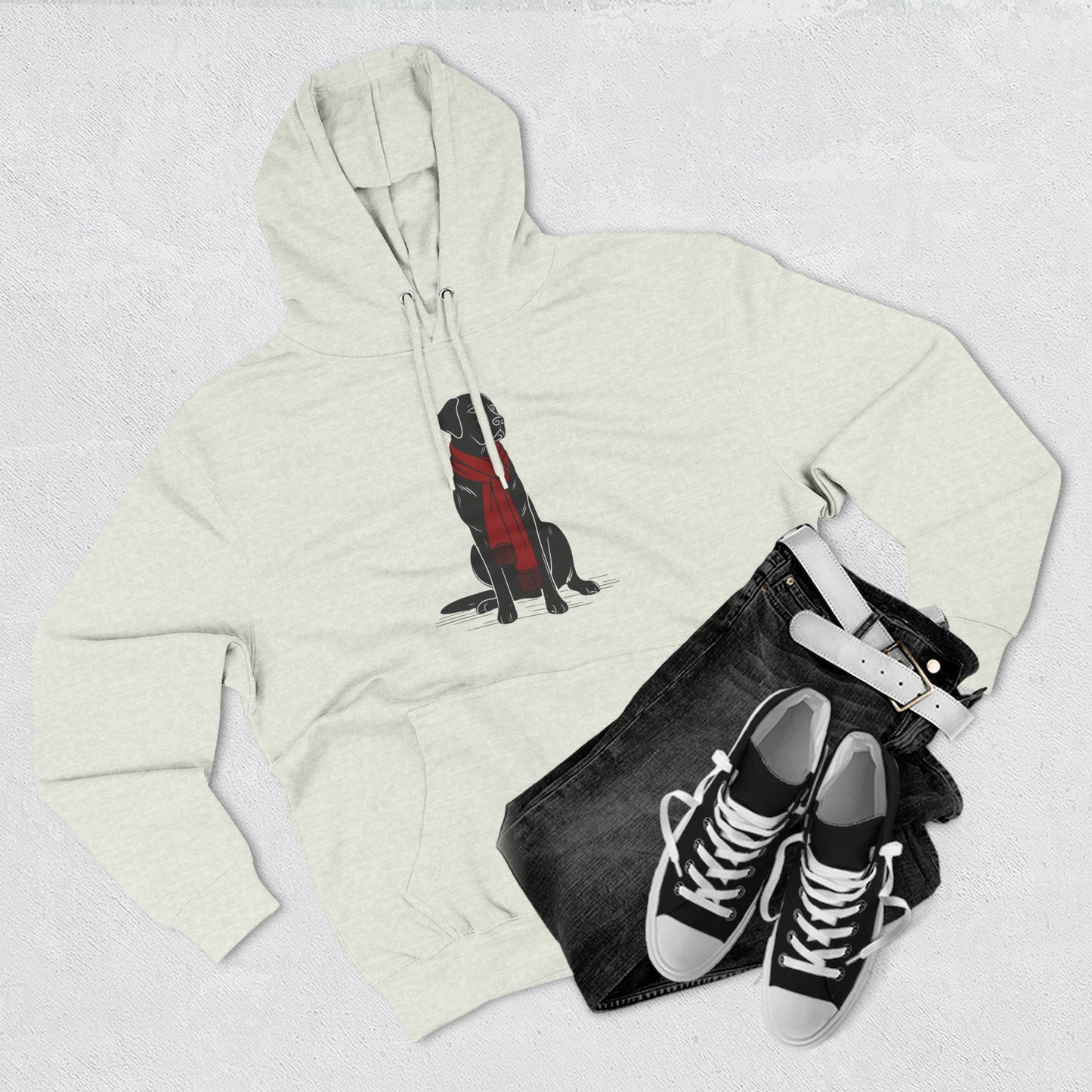 Black Lab Red Scarf Hoodie