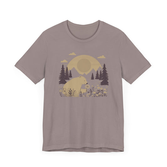 Nature's Kindness Bear Tee – Peaceful Forest Flower Scene