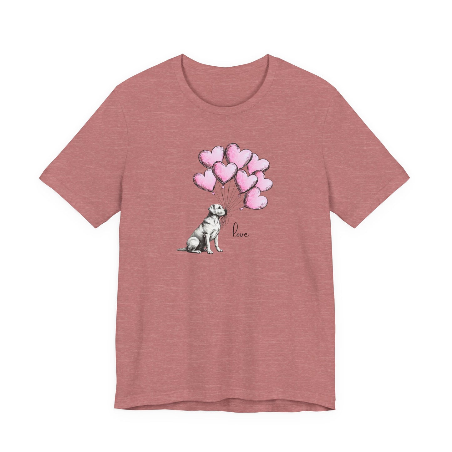 Dog Lover T-Shirt Labrador Retriever Holding Heart Balloons