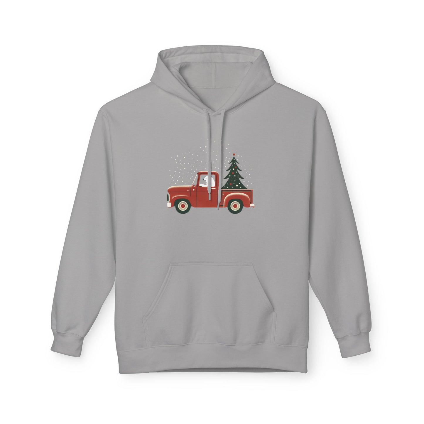 Polar Bear Holiday Haul, Vintage Red Christmas Truck Midweight Hoodie
