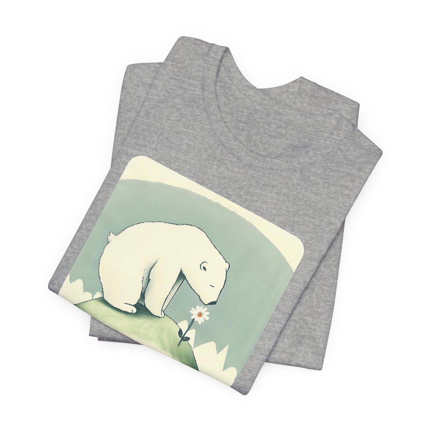 Polar Bear & Daisy Tee | Gentle Nature-Inspired Graphic Shirt