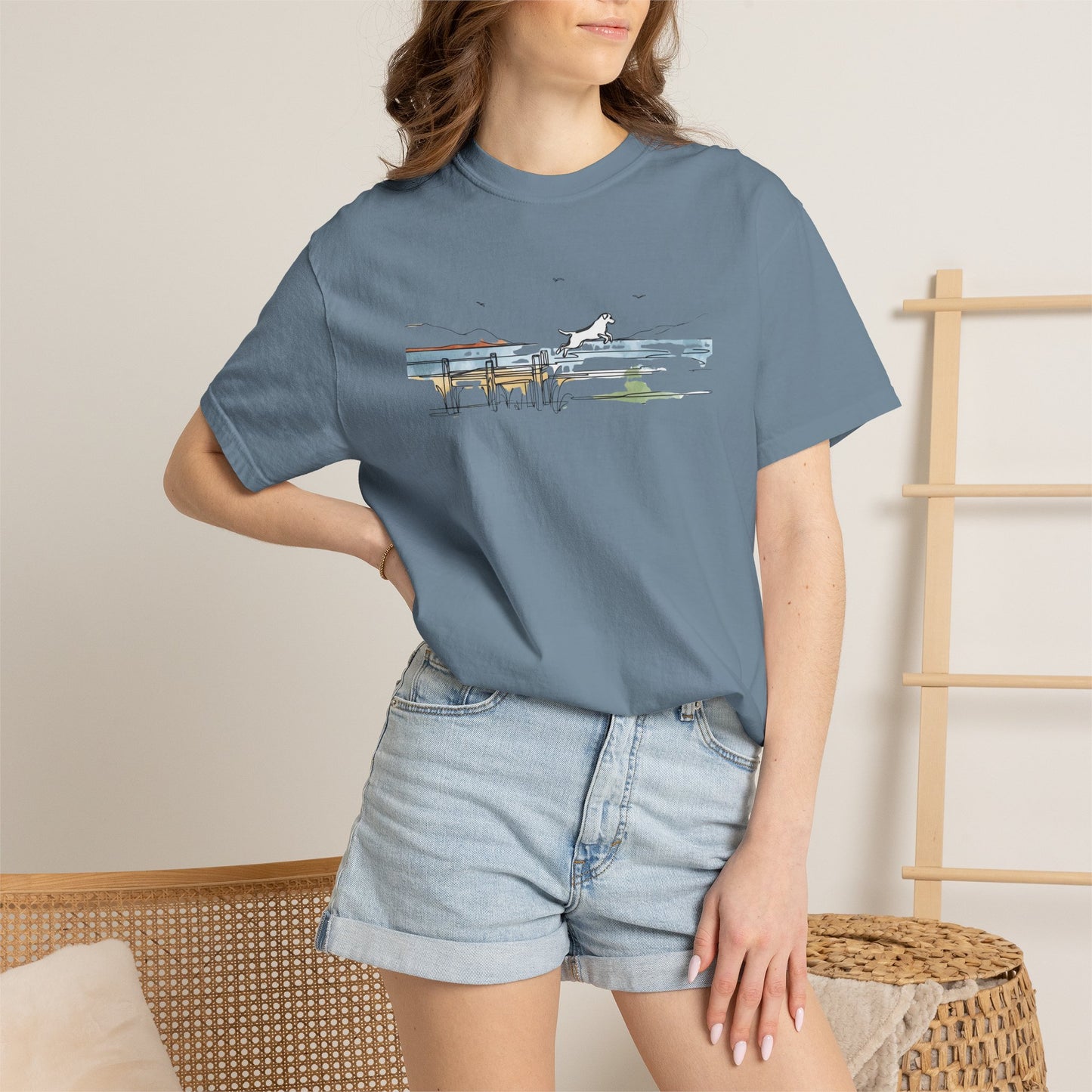 Watercolor Lake Dog Tee