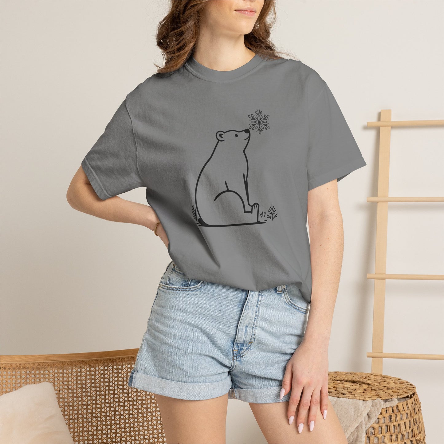 Comfort Colors Polar Bear Snowflake Tee