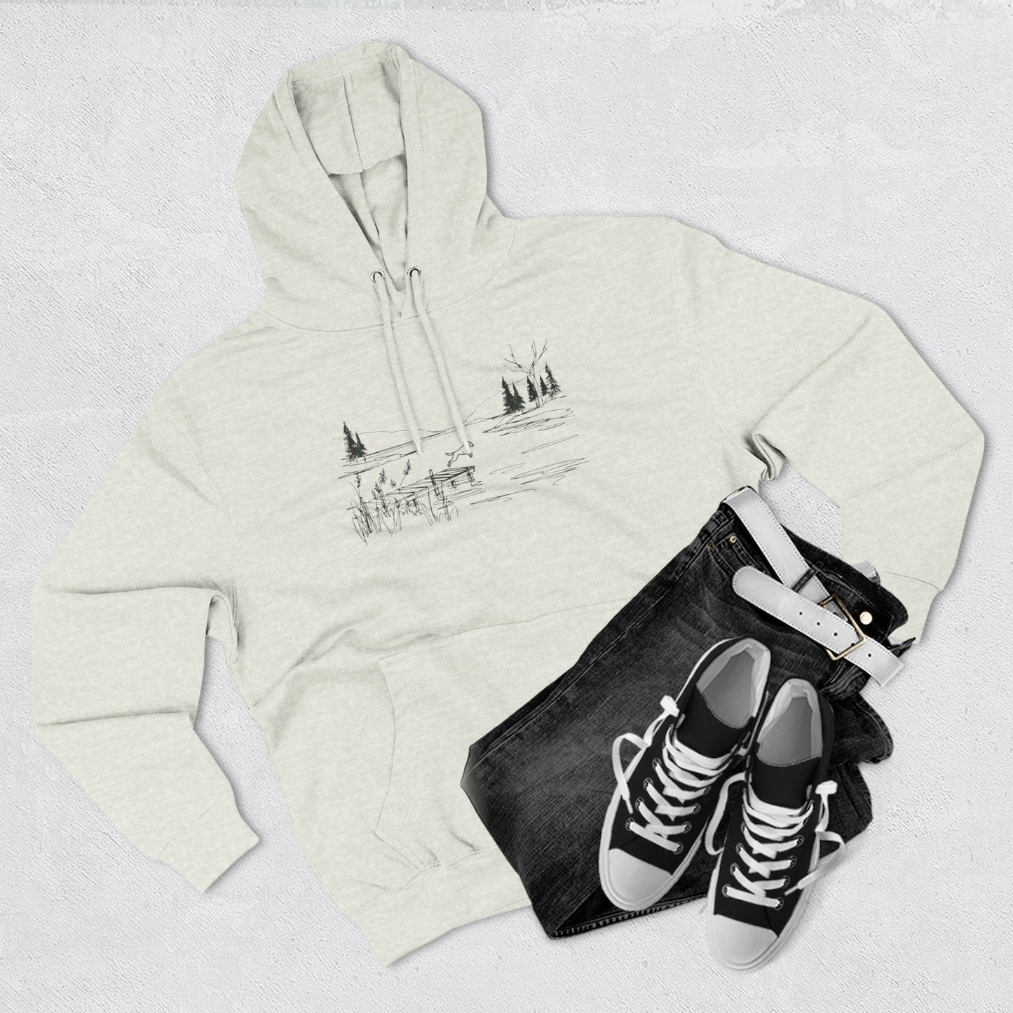 Minimalist Lake Dog Hoodie
