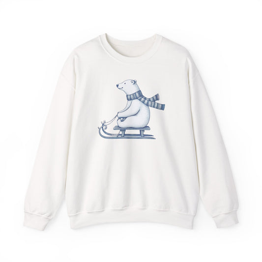 Sledding Polar Bear Sketch Sweatshirt | Polar Den Edition