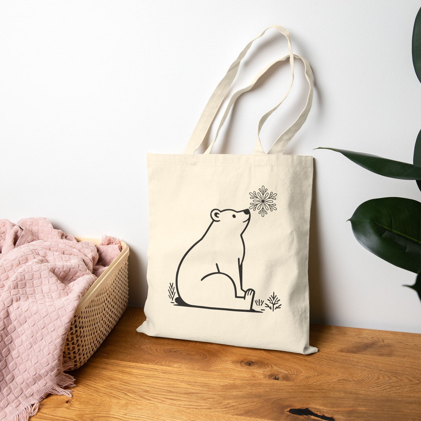 Snowflake Polar Bear Tote Bag