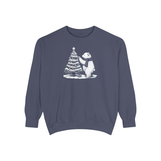 Vintage Polar Bear Christmas Tree Comfort Colors Tee