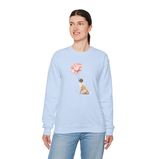Watercolor Saint Bernard with Heart Balloons Sweatshirt
