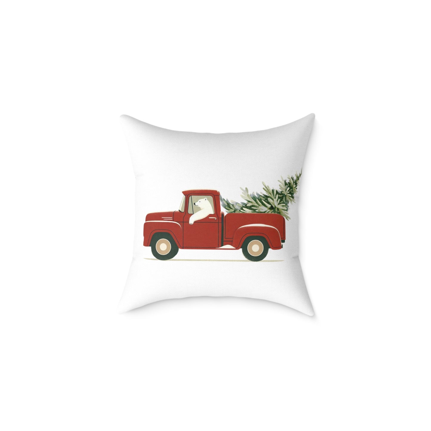 Polar Bear Christmas TruckPillow - Red Truck Christmas Pillow