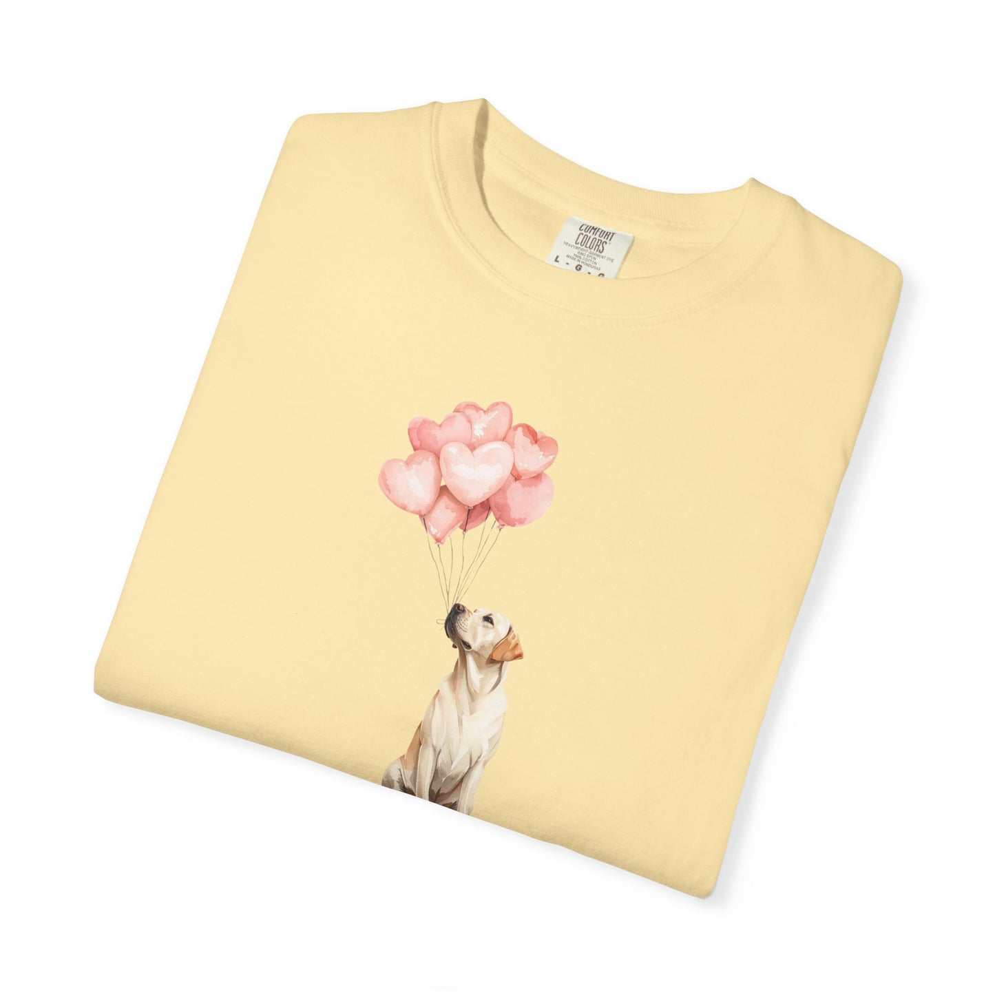 Yellow Labrador with Heart Balloons Tee