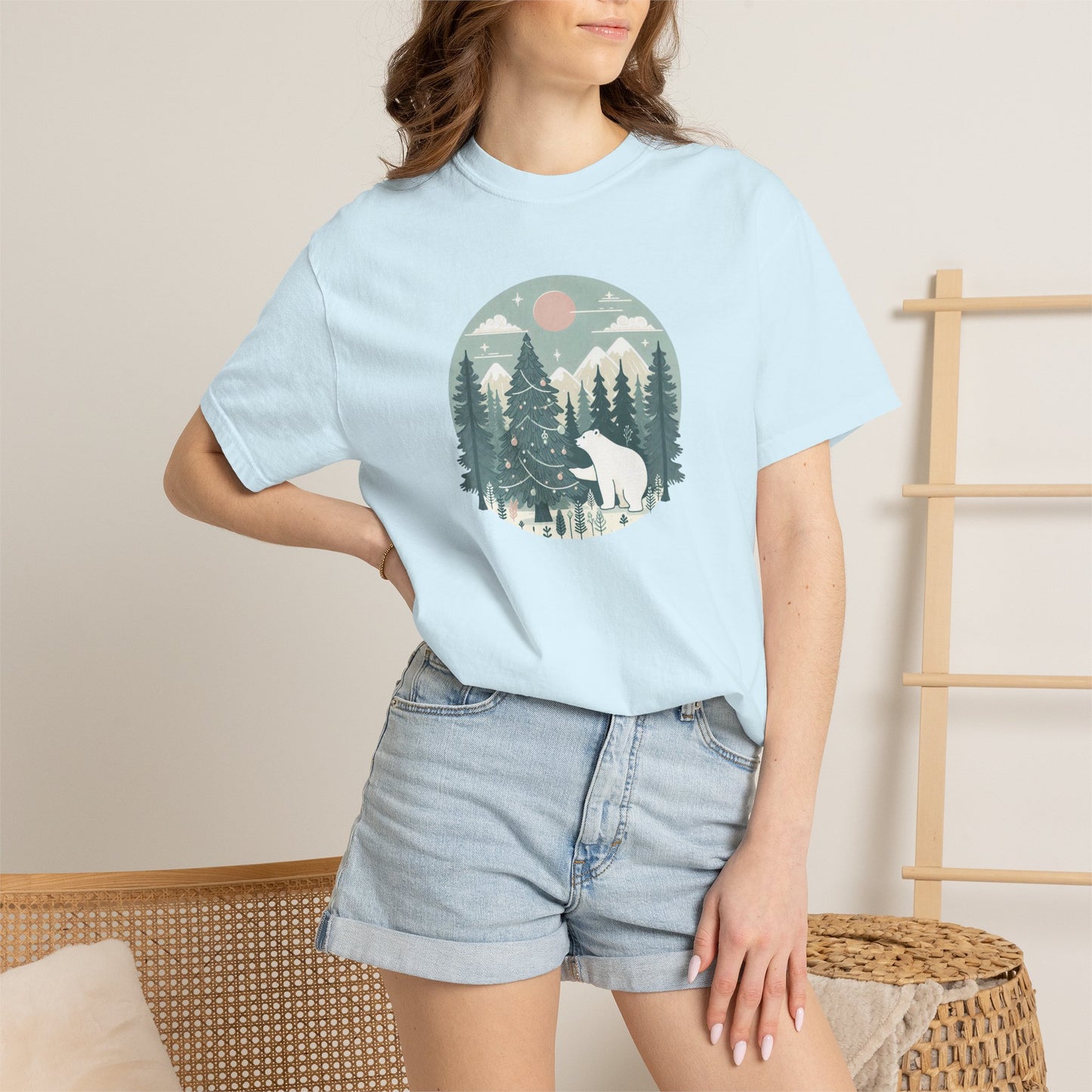 Winter Forest Polar Bear Comfort Colors Tee