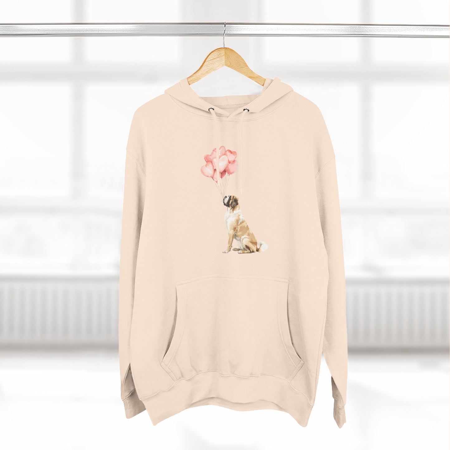 Saint Bernard with Heart Balloons Hoodie