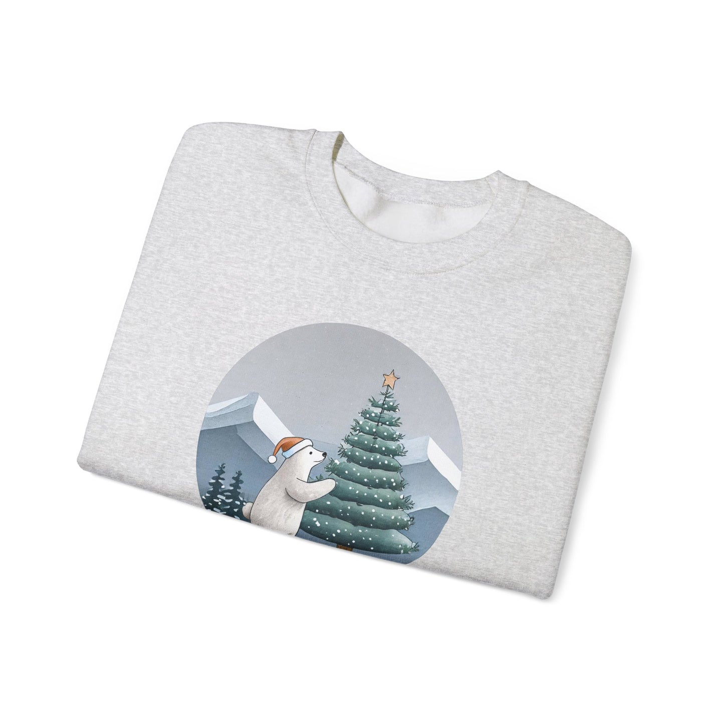 Winter Glow Polar Bear Sweatshirt, Cozy Christmas Tree Scene