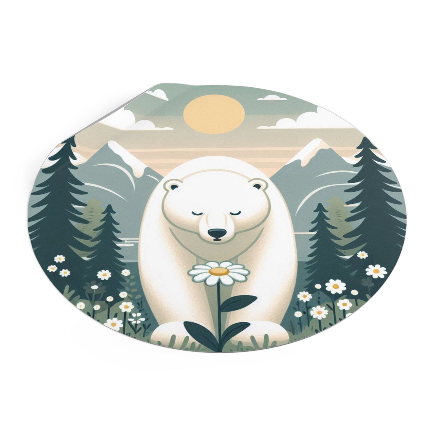 Vinyl Stickers - Nature-Inspired Polar Bear Floral Adventure Decor.