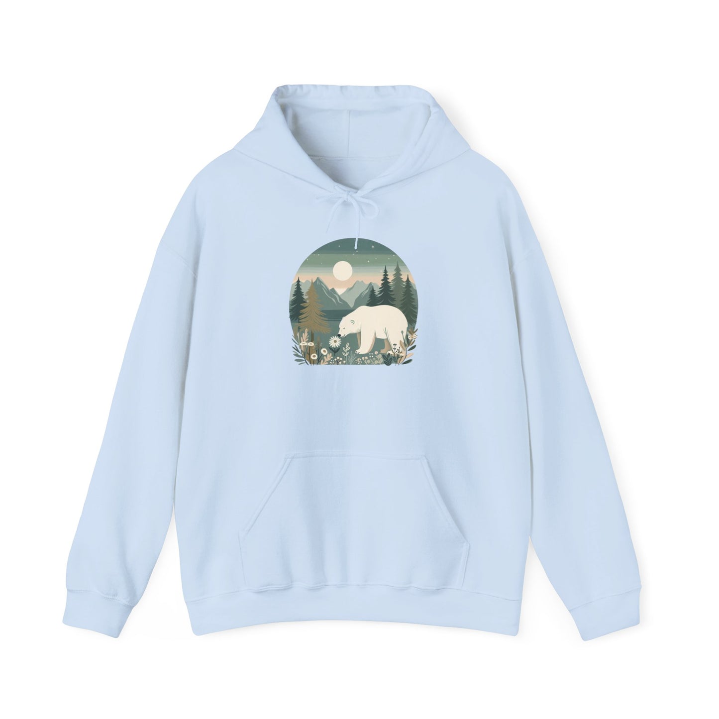 Moonlight Polar Bear Hoodie | Peaceful Nature-Inspired Sweatshirt