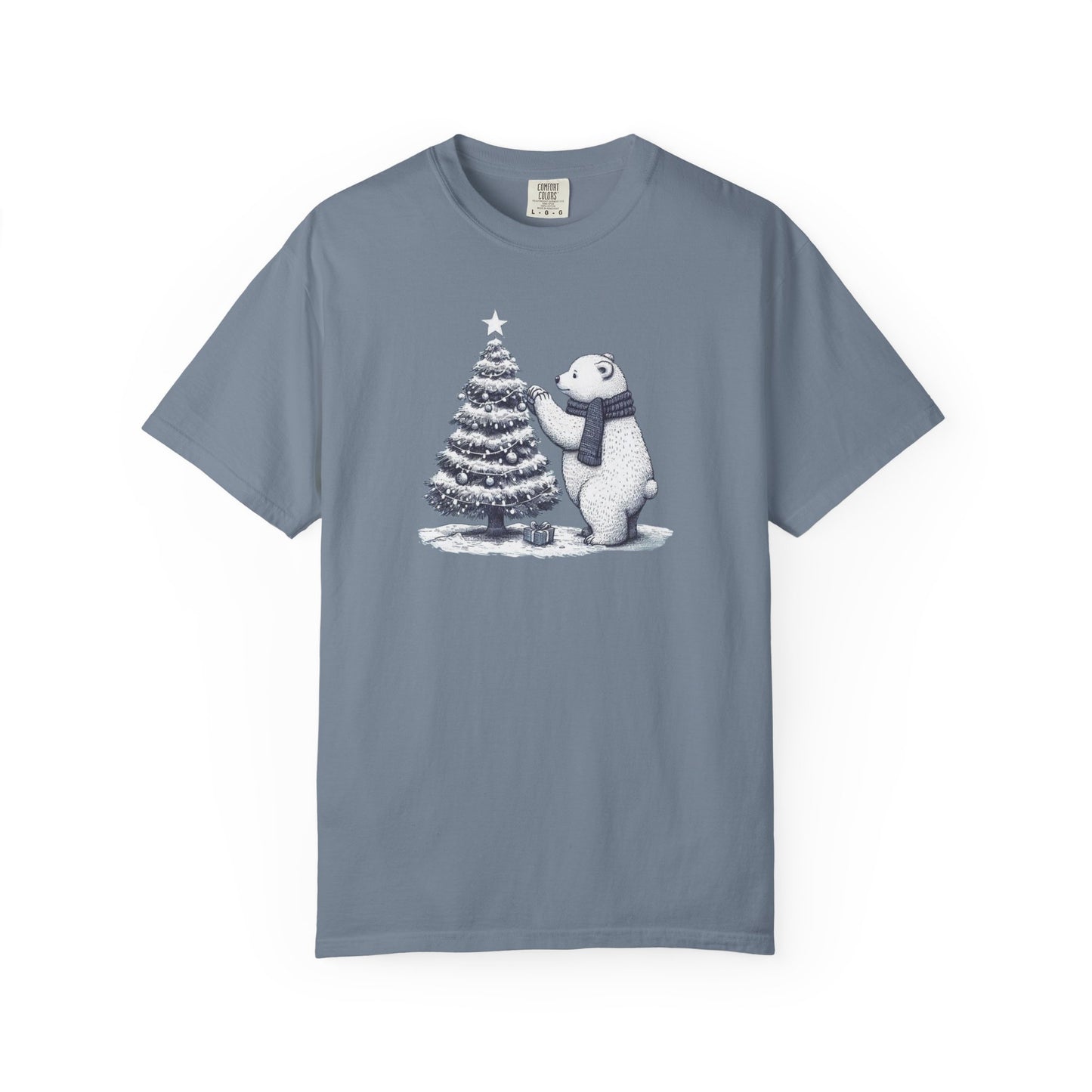 Vintage Polar Bear Christmas Tree Comfort Colors Tee