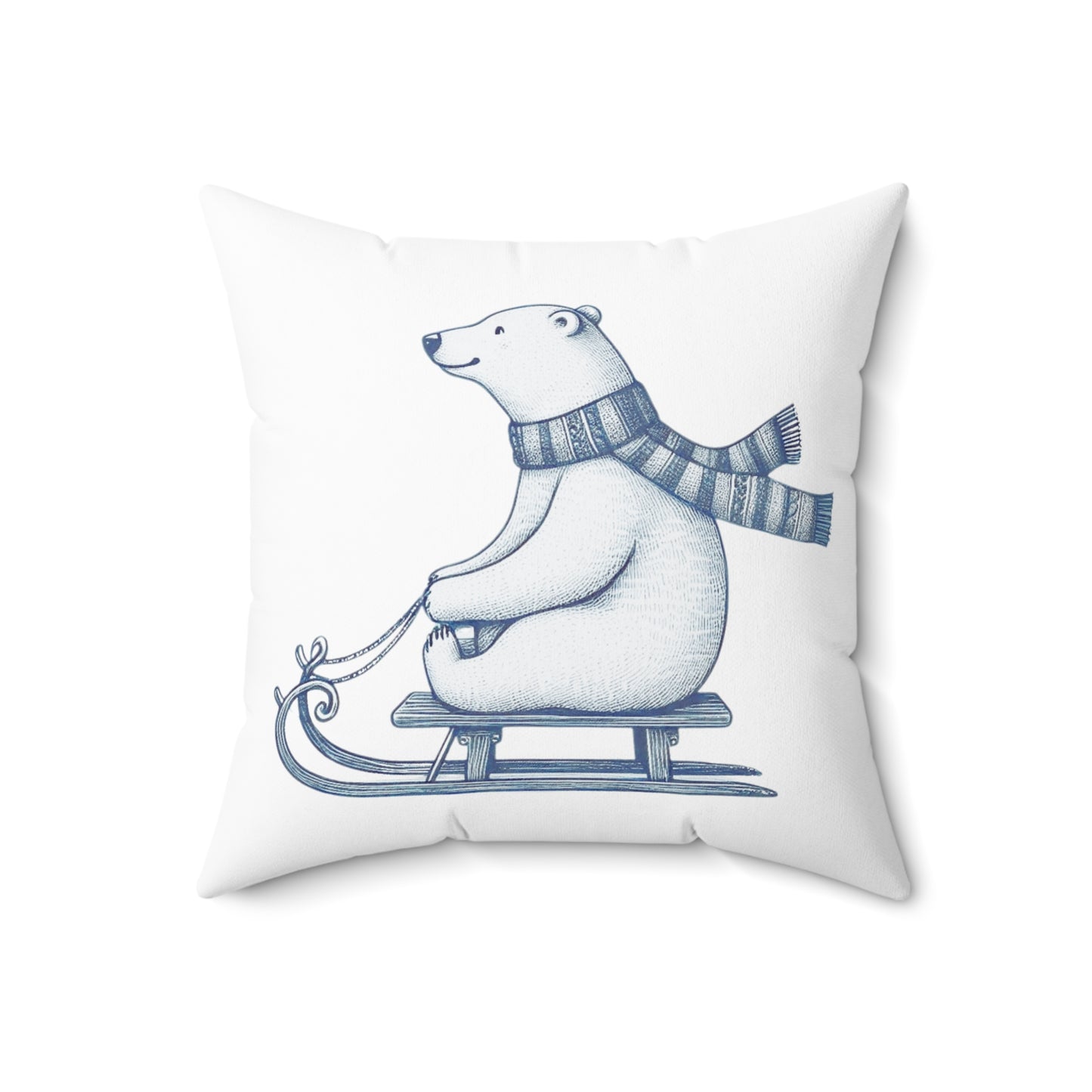 Polar Bear Sledding Pillow