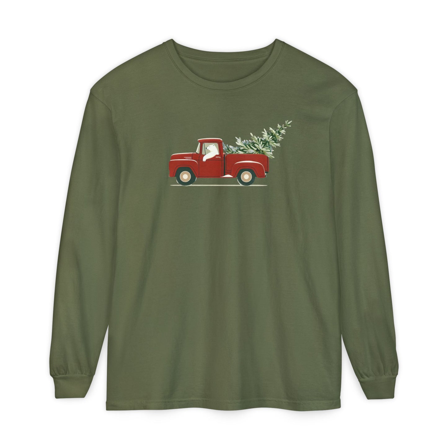 Polar Bear Christmas Truck, Long Sleeve Tee