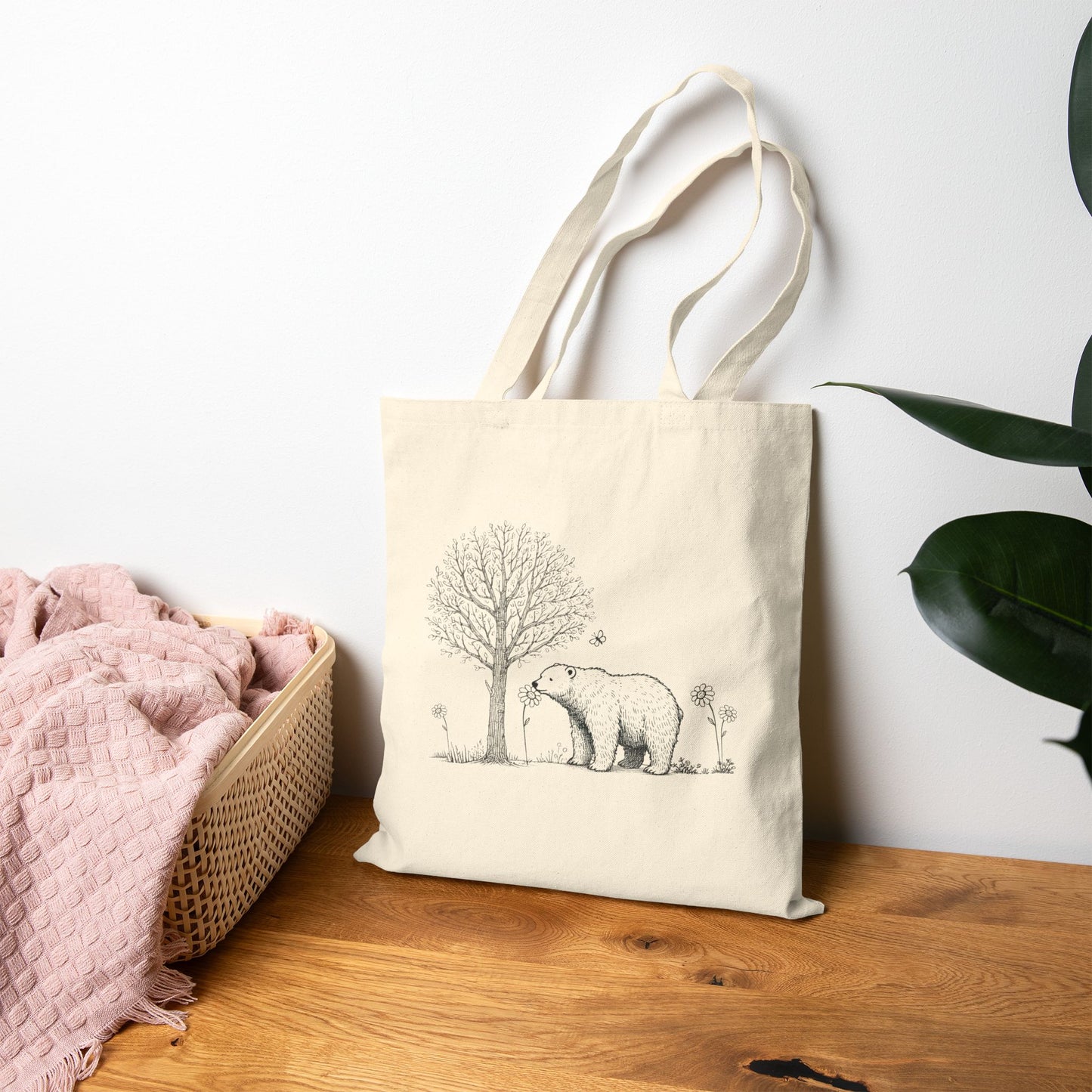 The Meadow Bear – Botanical Canvas Tote Bag