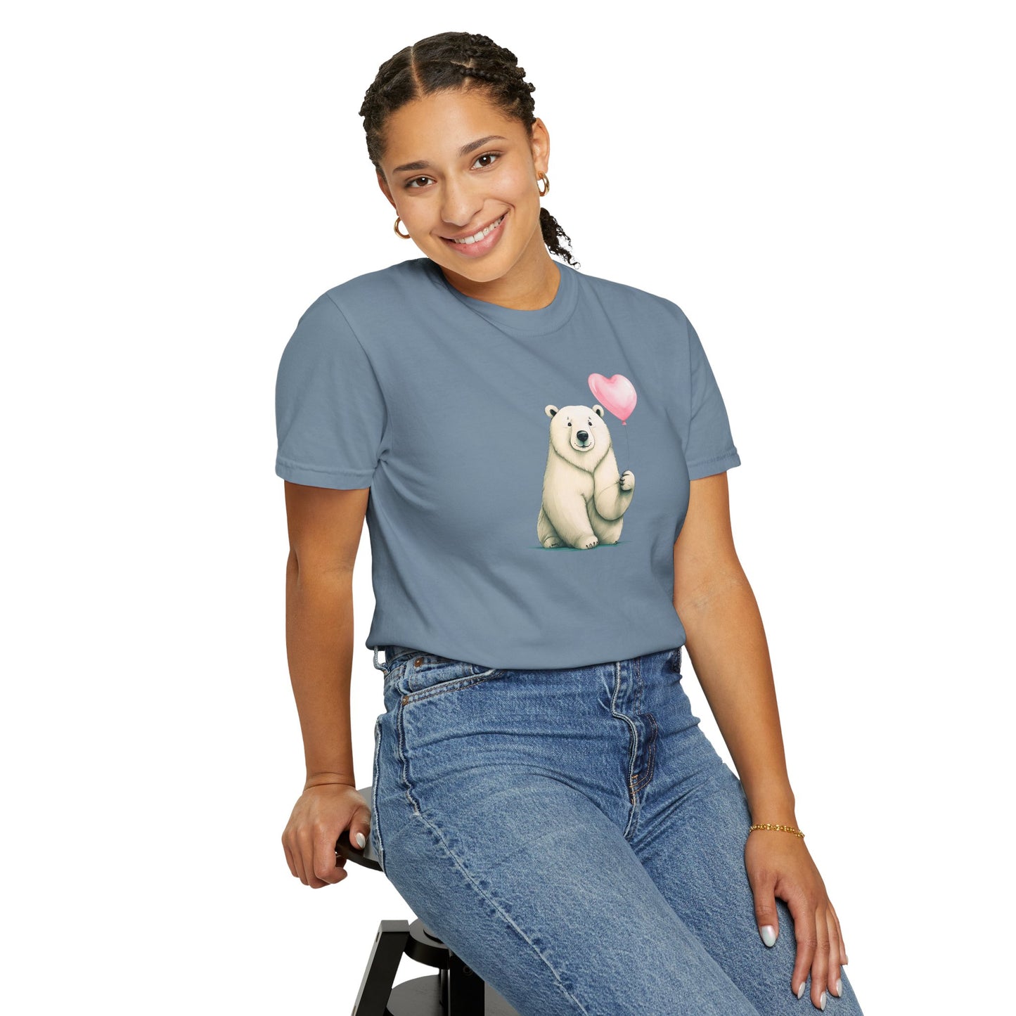 Sweetheart Polar Bear & Heart Balloon Tee | Comfort Colors® Heritage Graphic Shirt